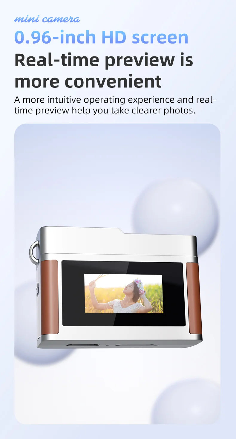 1080P Pocket Action Camera Portable with LED Retro Camera Outdoor Bodycam Mini Keychain Digital Cam 0.96-inch HD Video Recorder