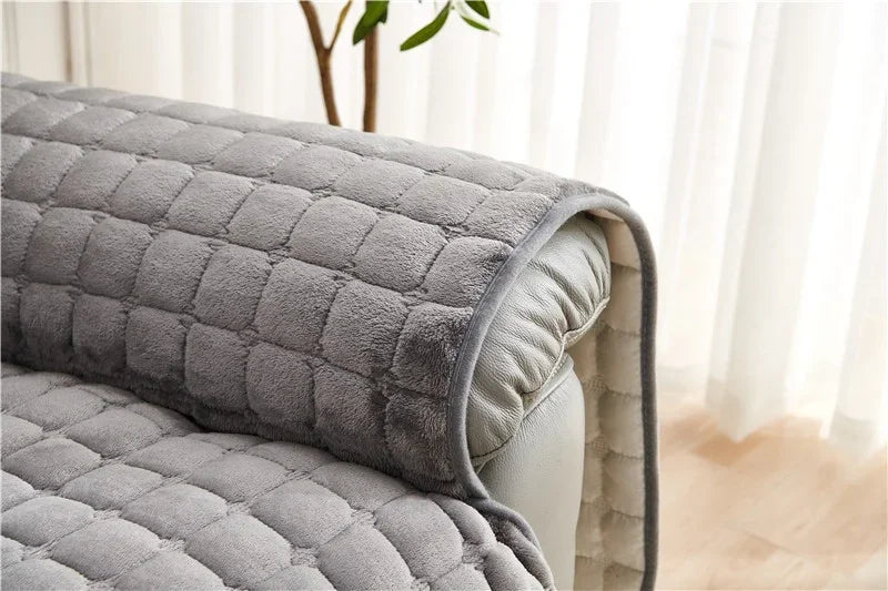 1Seater Recliner Sofa Covers Flannel Plush Armchair Slipcovers with Pockets Lazy Boy Relax Recliners Sofa Mat Chair Cover Home