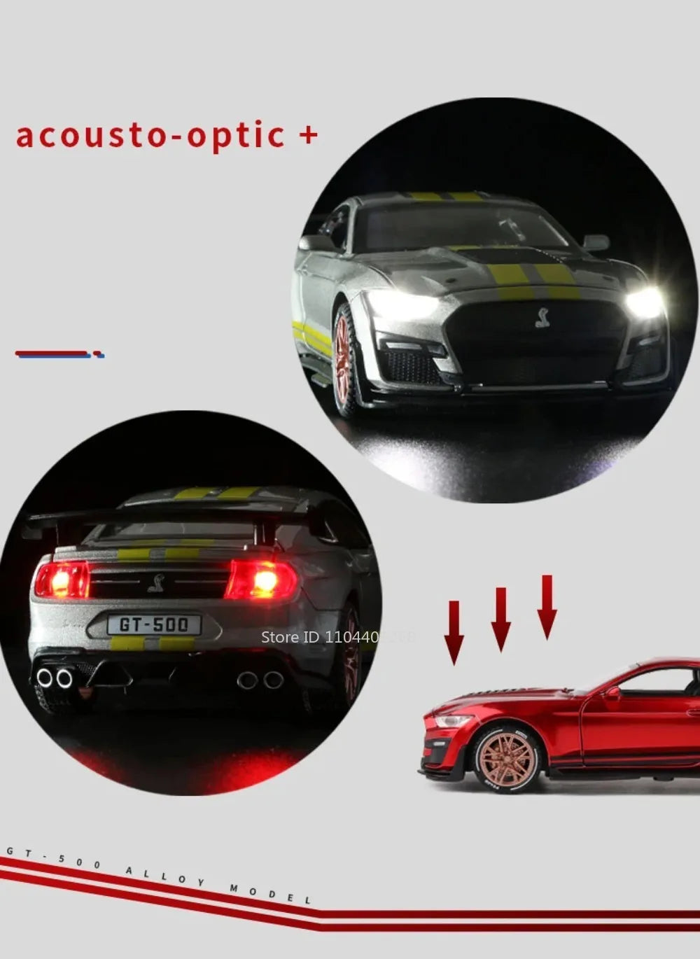 Scale 1:32 Mustang Shelby GT500 F-150 Toy Car Model Alloy Diecast Sound Light Pull Back Vehicle Models Birthday Gifts