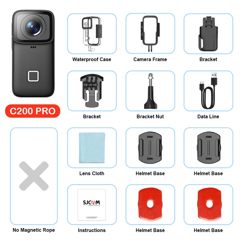 SJCAM C200 Pro 4K Action Camera 6 Axis Stabilization Touch Screen 135 Degree Wide Angle Waterproof Sports Vlog Camera