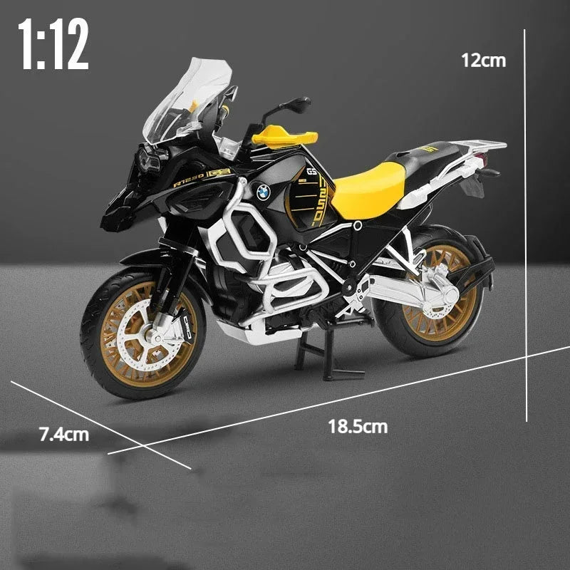 1:12 BMW R1250 GS Alloy Scale Motorcycle Model Toy Highly Simulated Static Motorcycle Model Wheel Suspension Collection