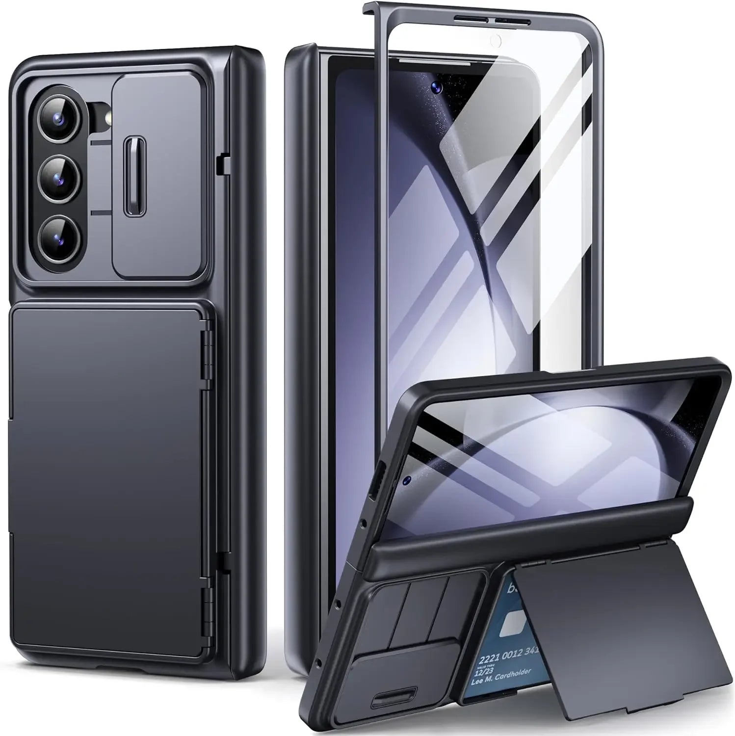 Full Cover Wallet Phone Case for Samsung Galaxy Z Fold 5 with S Pen Holder Card Holder Hinge Protection Grade Shockproof Case
