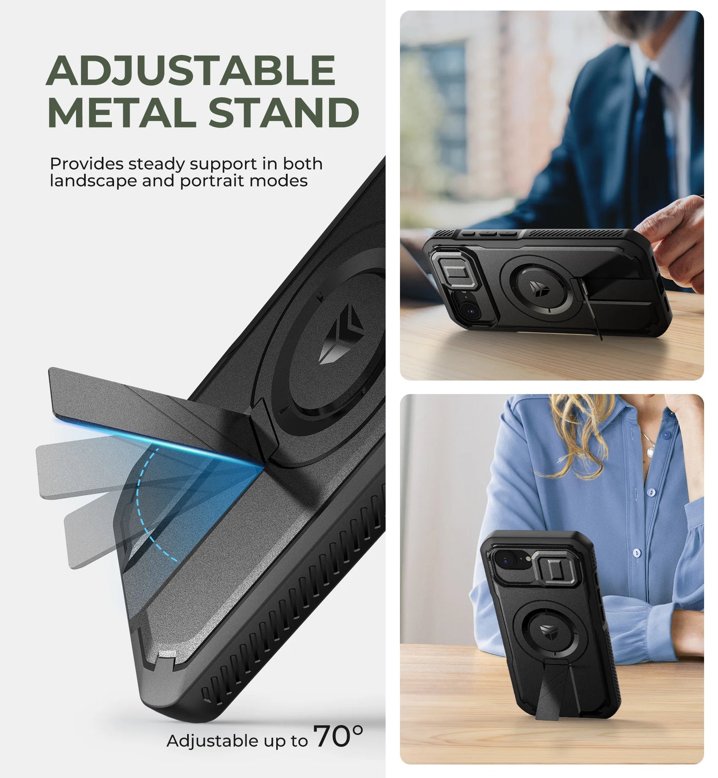 For iPhone 16e Compatible MagSafe Case with Slide Camera Cover and Adjustable Kickstand Shockproof Bumper Slim Protective Case