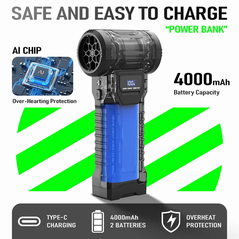 Air Blower Portable Turbo Fan 580000RPM Electric Cleaning Tool Rechargeable Dust Blower for Home Office