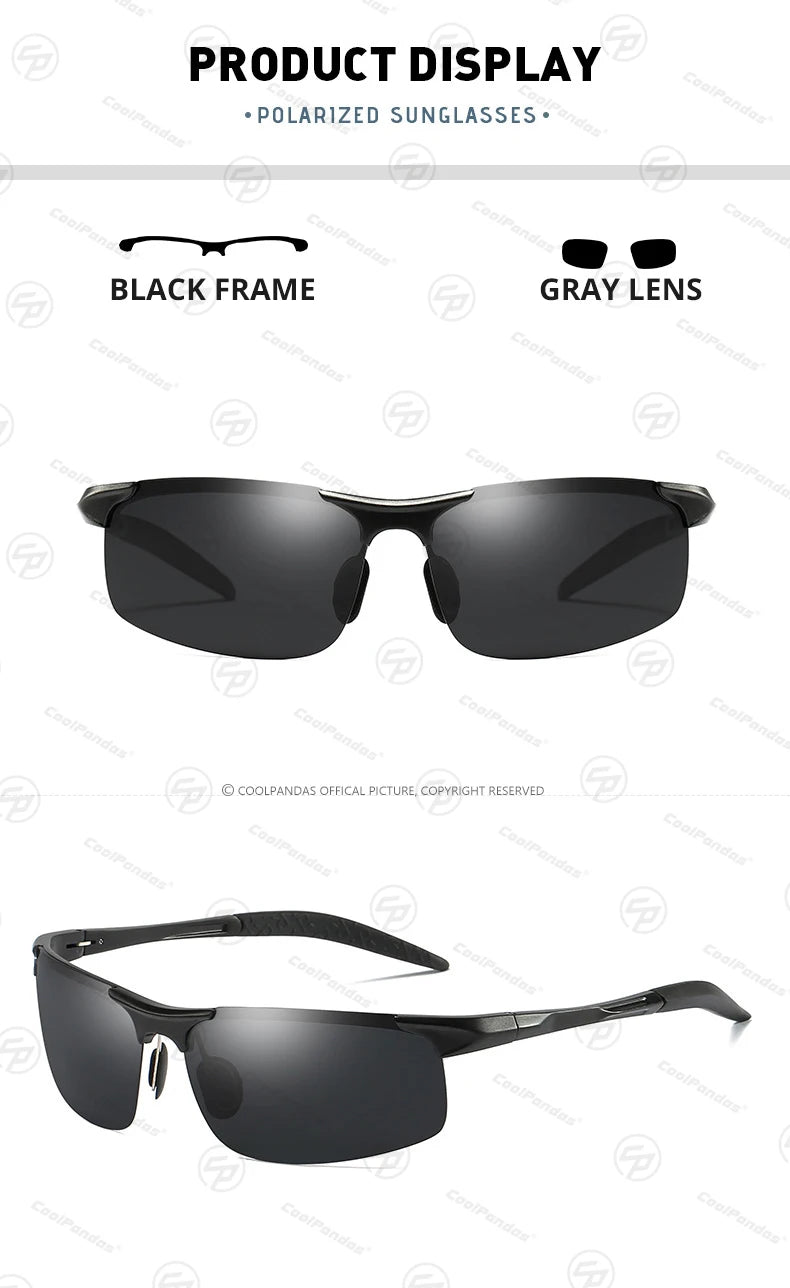 Aluminum Polarized Sunglasses UV400 Anti-Glare Driving Glasses Outdoor Rectangle Shades for Men