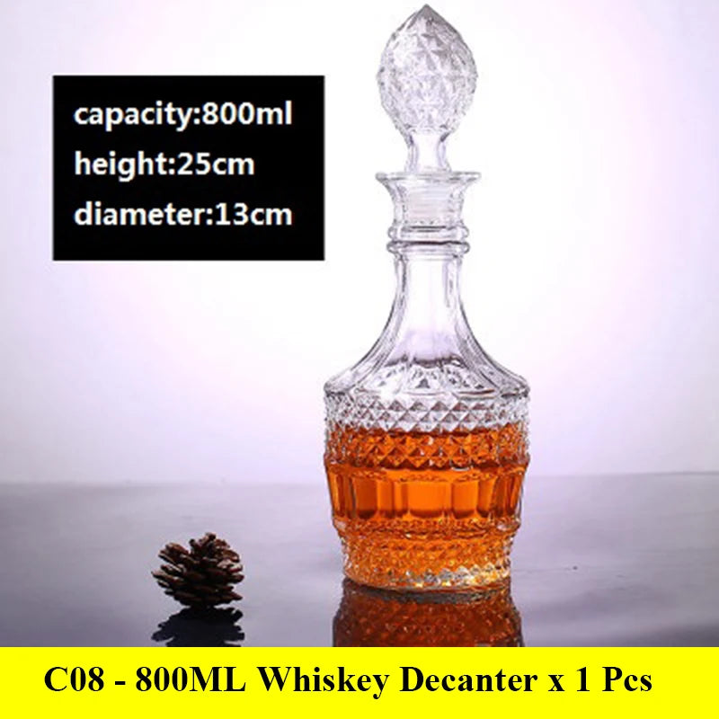 3 styles barware wine glass bottle 1000ml lead-free glass whiskey decanters for Liquor Scotch Bourbon