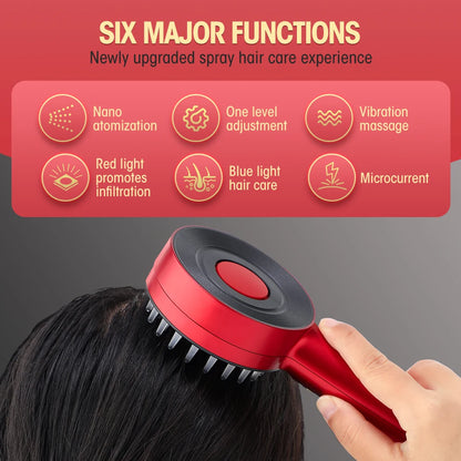 Electric Massage Comb Micro Current  Soothes Scalp EMS Red and Blue Light Spray CombEssential Oil Liquid Applicator