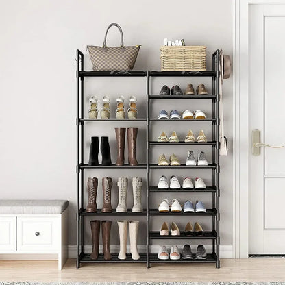 Assemble Standing Shoe Rack 3 Rows 23 Tiers Boots Storage Organizer Shelf Household Kitchen Holder Simple Metal Sneakers Cabinet