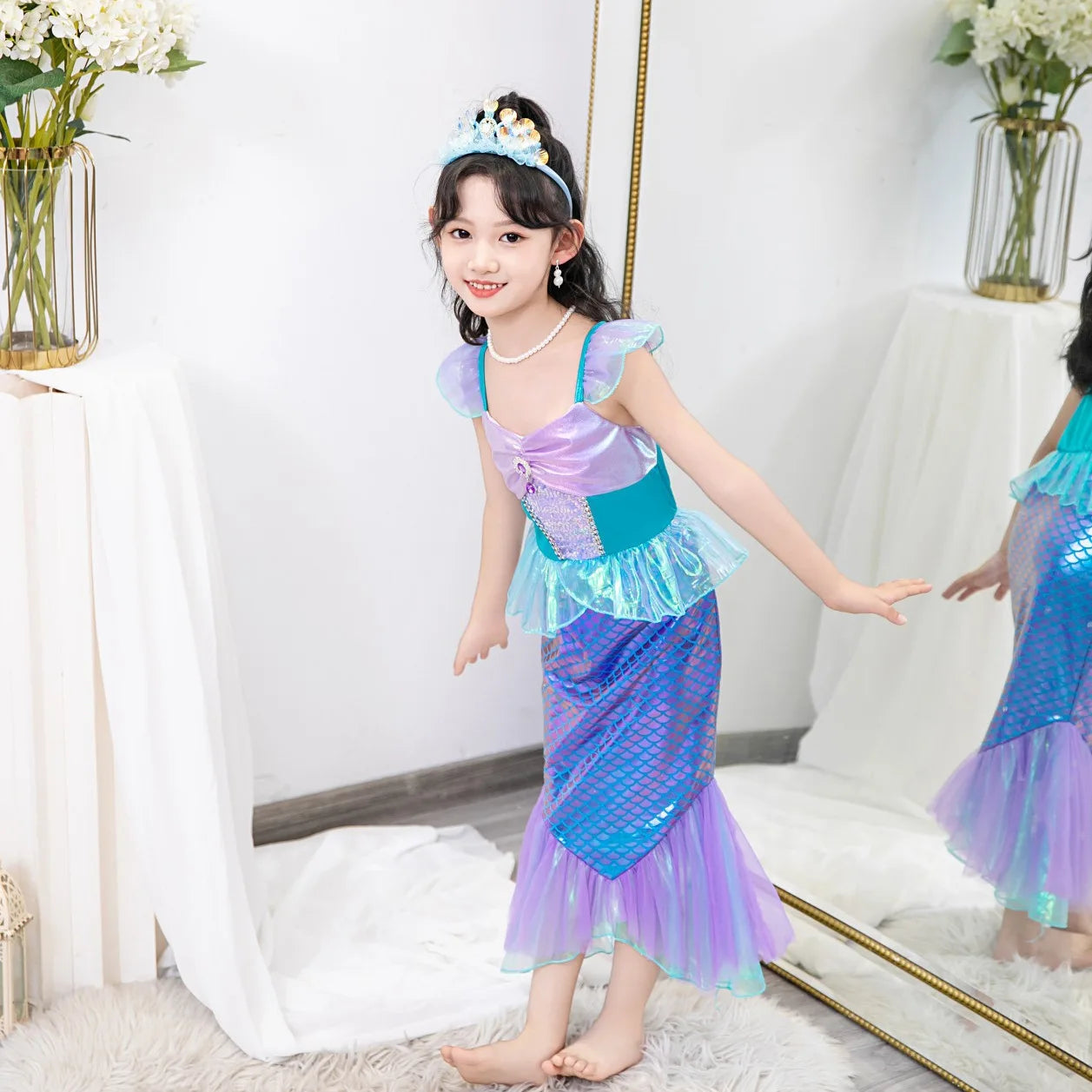 New Girl Dresses Princess Costume Kids Mermaid Cosplay Costume Kids Carnival Birthday Party Prom Costume Party Dresses For girls