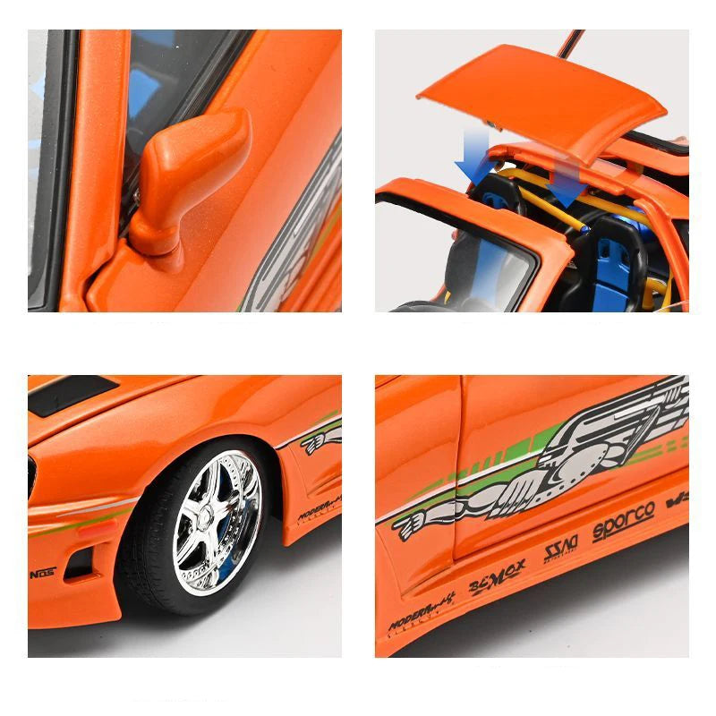 1 24 Scale Supra A80 JDM Supercar Diecast Pull Back Model Car with Sound and Light
