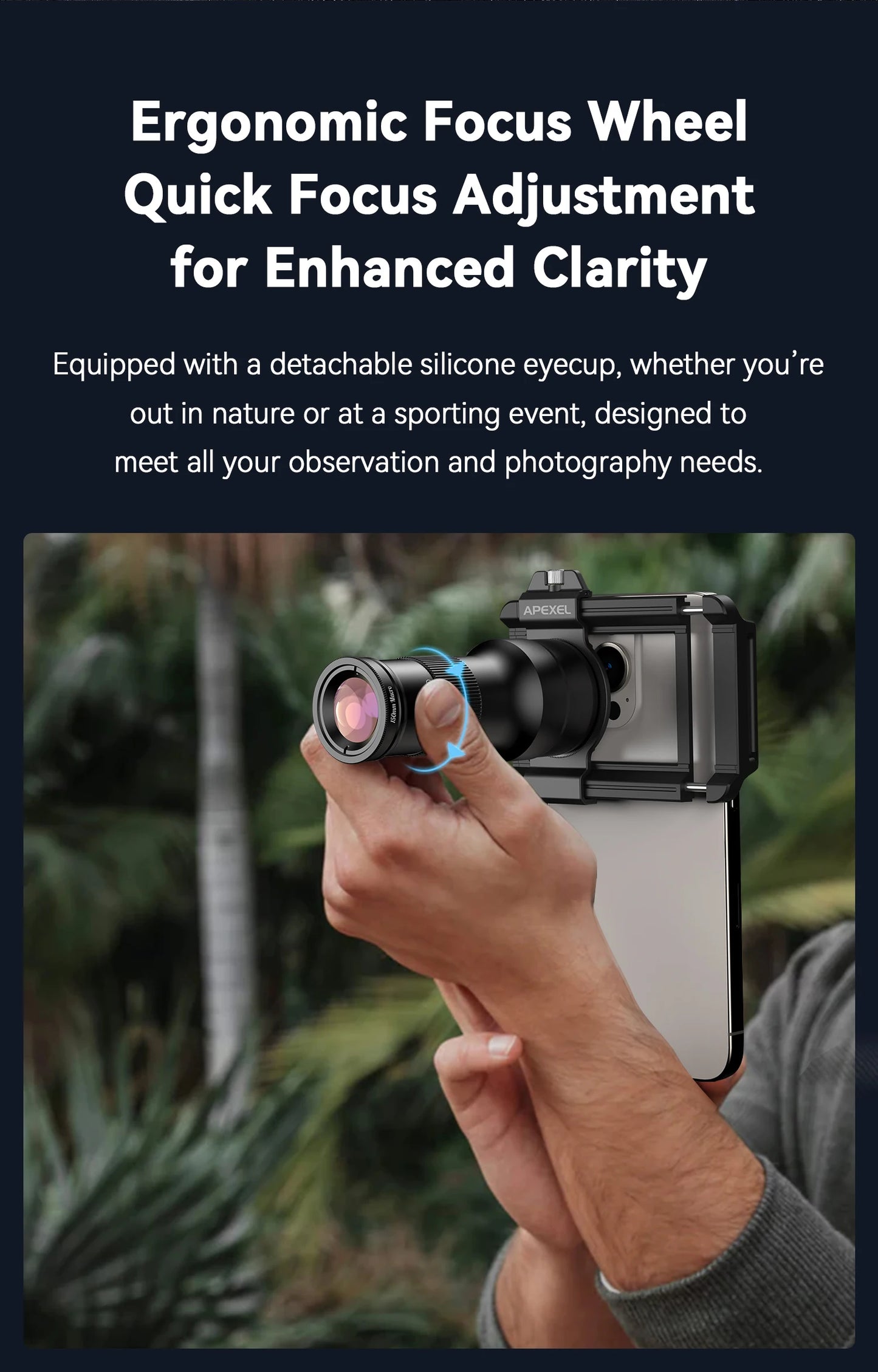 6X Telephoto Macro Smartphone Lens with Universal Phone Mount