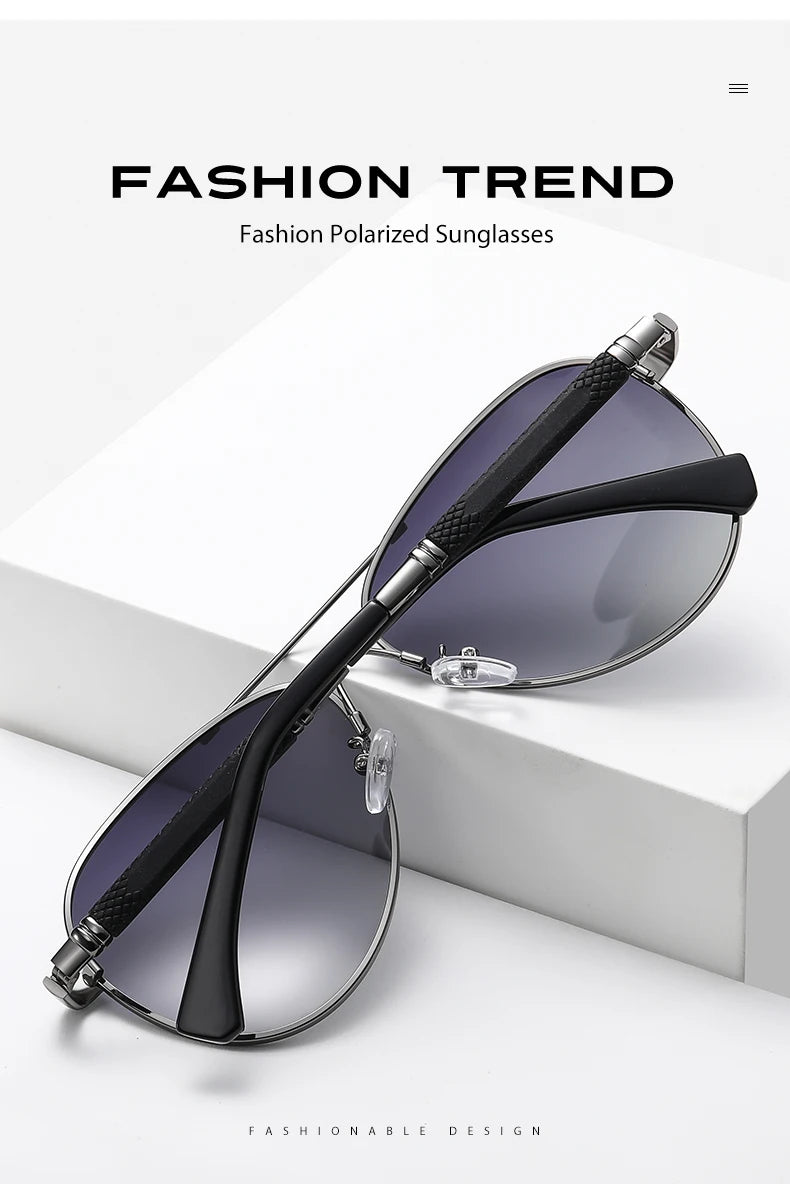 Titanium Memory Metal Photochromic Polarized UV400 Pilot Sunglasses for Men Women
