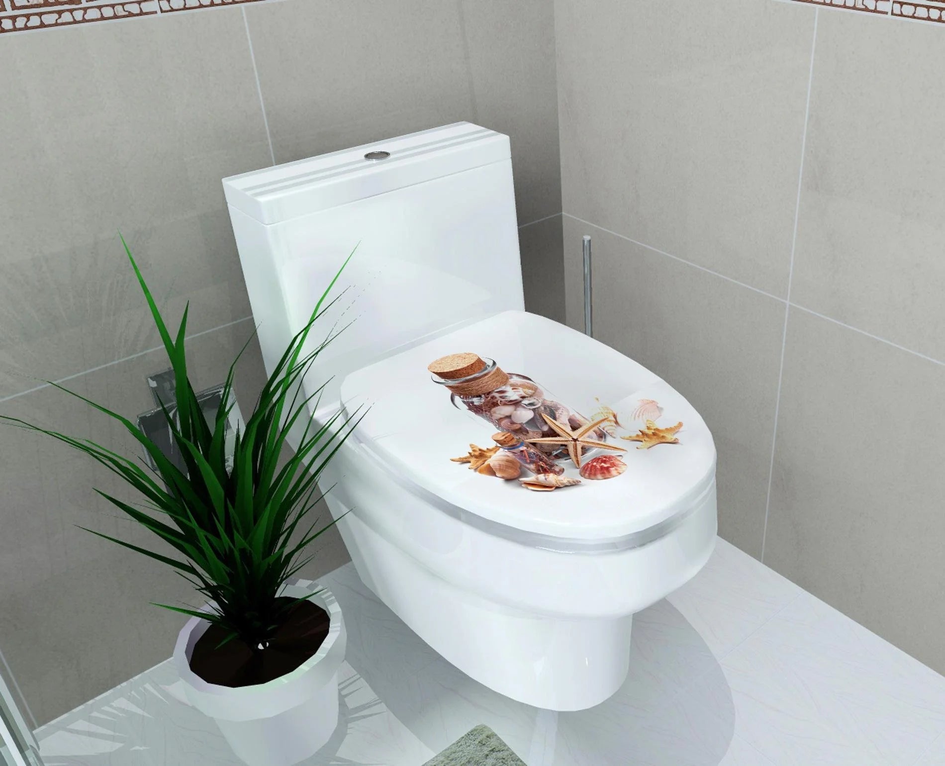 DIY 3D Toilet Lid Seats Cover Wall Stickers Bathroom Decal Mural Home Decoration