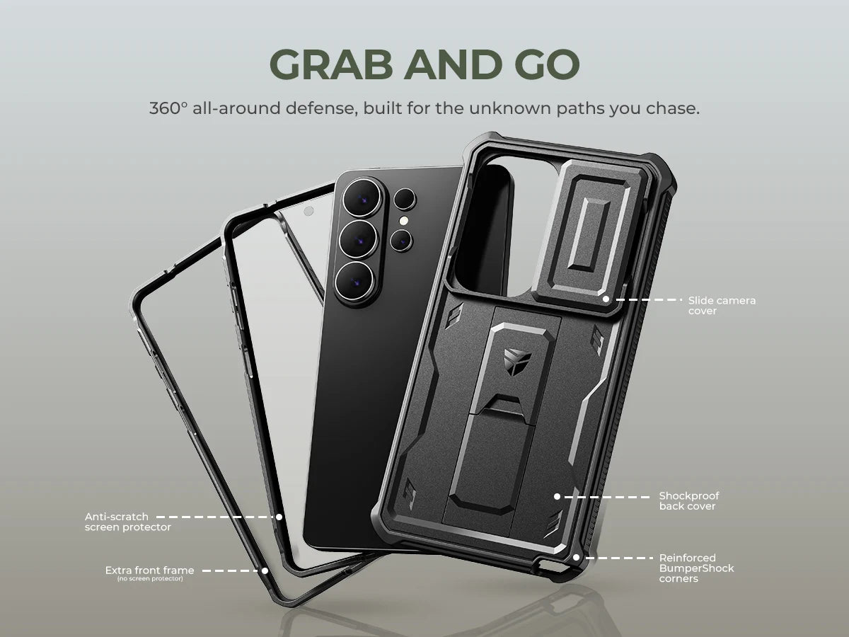 For Samsung Galaxy S26/S26 Plus/S26 Ultra 2026Case Full Body Shockproof Camera Cover &Built-in Screen Protector Kickstand