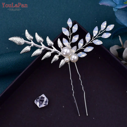 U Shape Hair Pins Alloy Leaf Bridal Hair Clip Wedding Hair Accessories