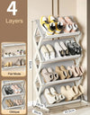 Foldable Shoe Rack Narrow Shoe Organizer Adjustable Shoe Shelf Space Saving Simple Installation-Free Standing Shoe Rack