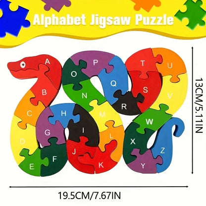 Montessori Children's Wooden Puzzle Toy 26 English Alphabet Number Animal Shape Cognition Educational Toys for Boys Girls Gift