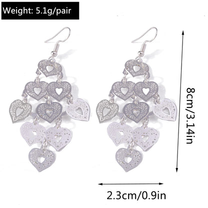 Retro Bright Silver Color Leaf Butterfly Peacock Earrings Tassel Dangle Earrings Jewelry