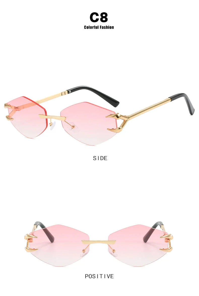 Sunglasses Personalized Frameless Glasses Polygonal Sun Glasses Casual Hip-Hop Trendy Outdoors Eyeglasses Men UV400