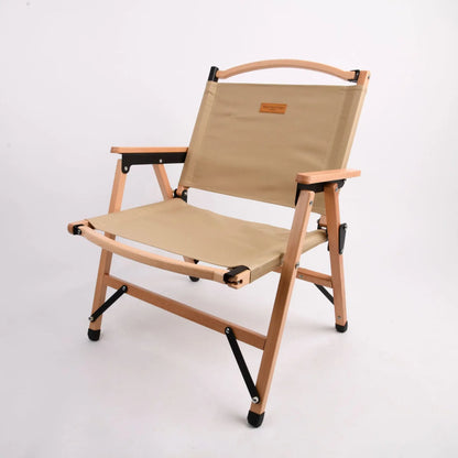 Outdoor Chair Camping Folding Portable Backrest Chair Camping Leisure Faux Wood Armrest Fishing Garden Chair