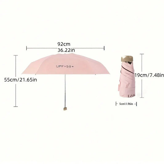Mini Pocket Folding Umbrella Aluminum Alloy Frame Five Fold UV Protection Ultra Light Compact Travel Umbrella Sun Rain Use