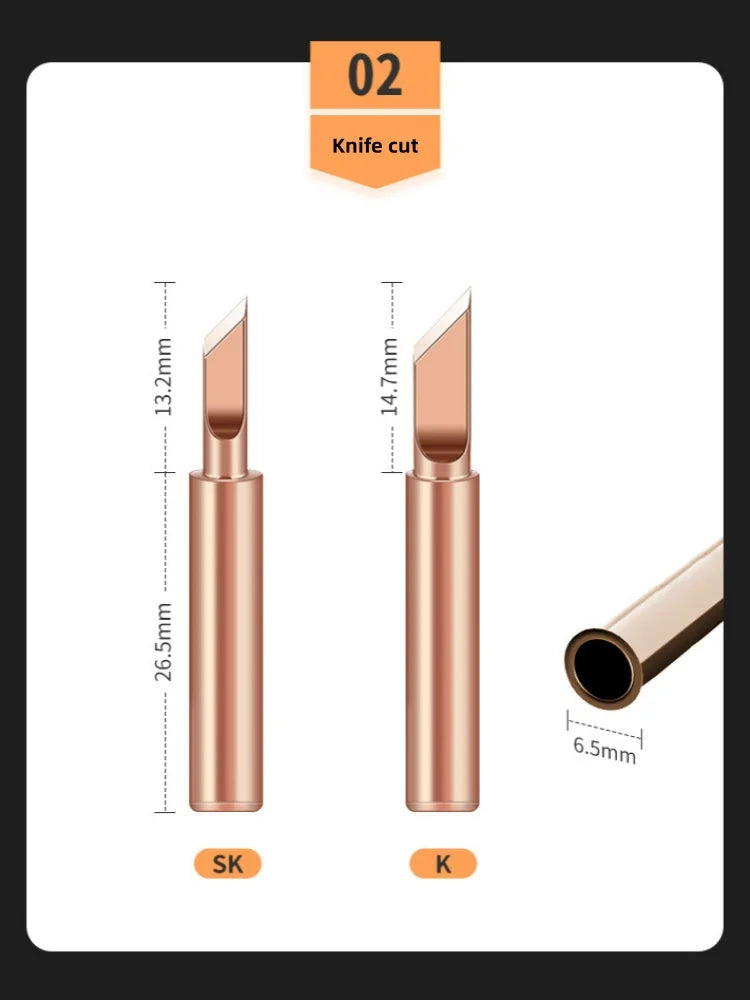 10Pcs Soldering Iron Tip Pure Copper 900M Soldering Iron Head Set Inside Hot Bare Copper Electric Soldering Iron Welding Tools
