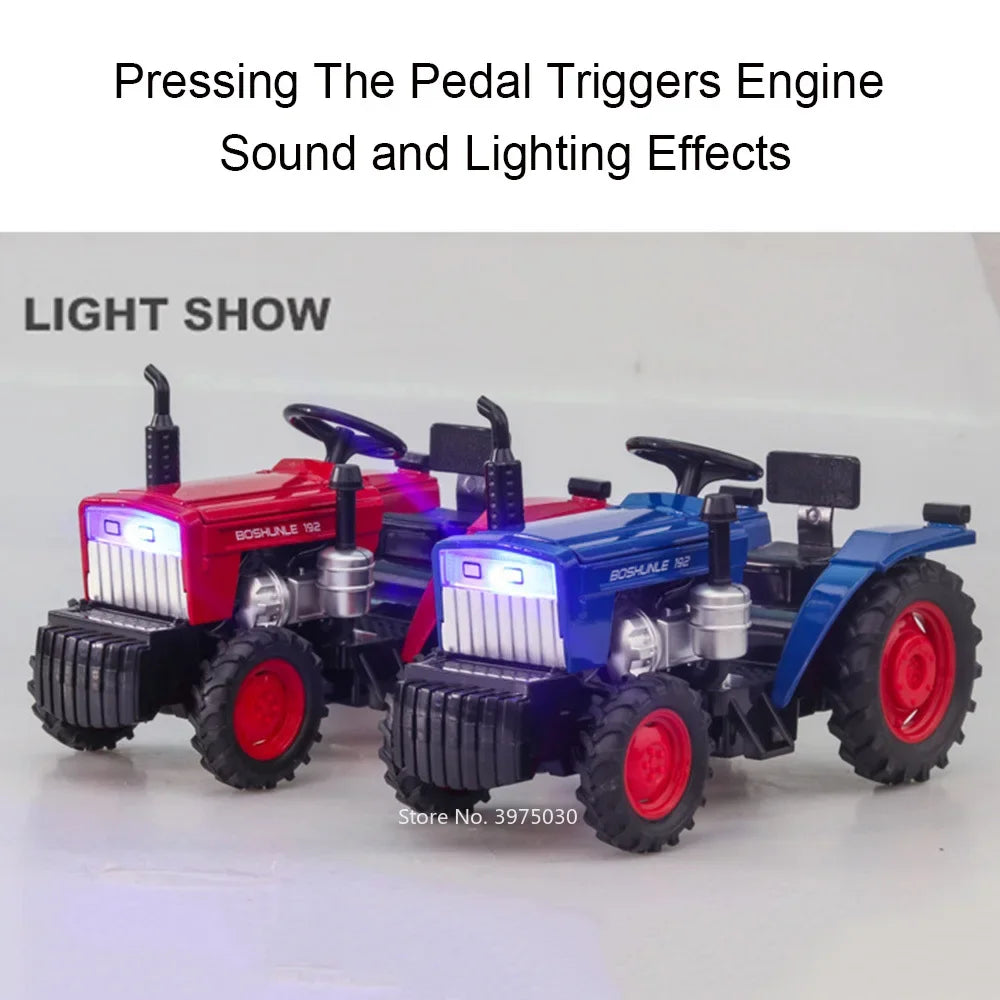 1/32 Scale farm Tractor Alloy Toy Model Car Diecast with Light Music Rubber Tires Tractors Vehicles