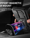 for Z Fold 6 Case with Ring Stand Built-in S Pen Holder & Glass Screen Protector with Slide Camera Cover Belt Clip Black