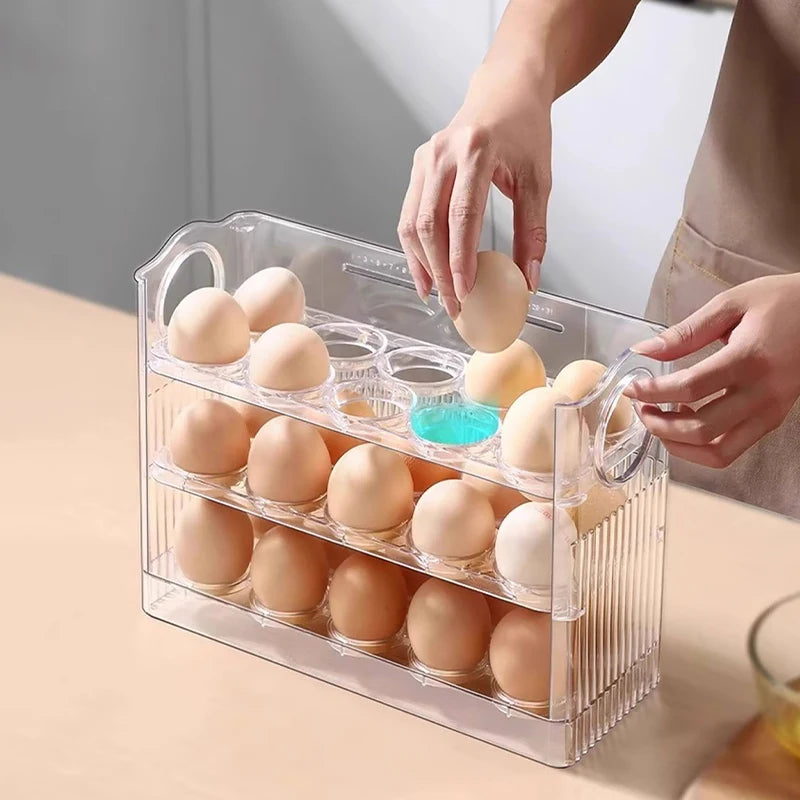 Self-Rolling Egg Dispenser – 2-Layer Clear Egg Storage Bin for Fridge Door