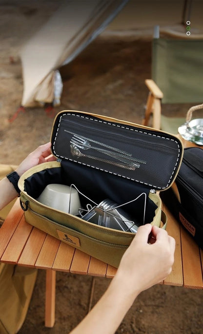 Outdoor Picnic Tableware Storage Bag Camping Barbecue Cooking Utensils Storage Bag Portable Waterproof  Storage Bag