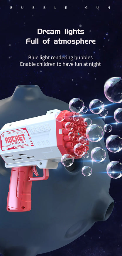 40-hole Electric Bubble Machine Handheld Gatling Automatic Bubble Gun Children's Portable Outdoor Party Toy LED Light Hair Dryer