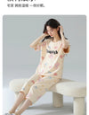 2-Pcs Women’s Summer Cotton Pajama Set – Short Sleeve Top & Calf-Length Pants with Cute Prints