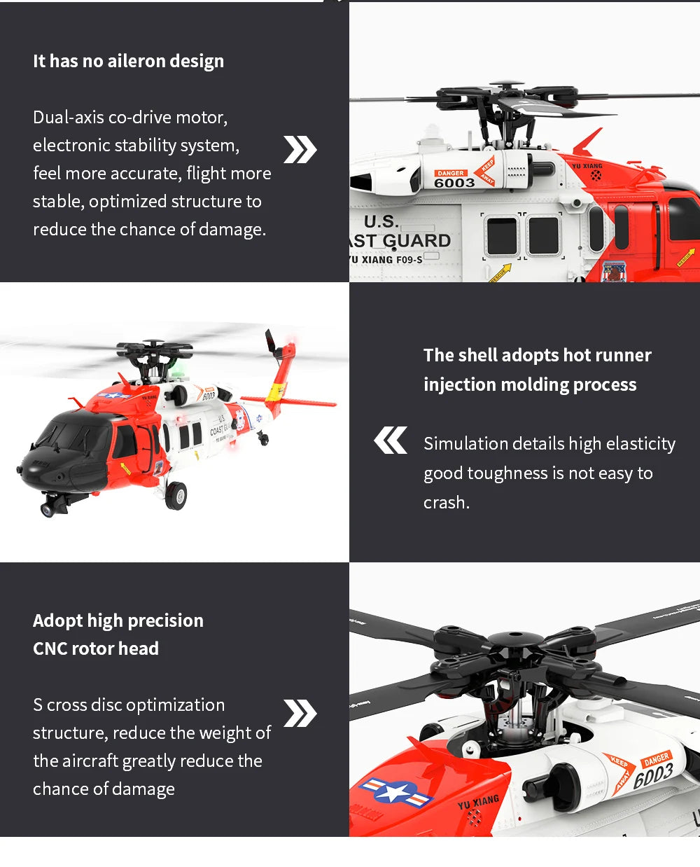 UH60 Black Hawk F09S GPS Remote Control Helicopter Six Channel Rescue Model