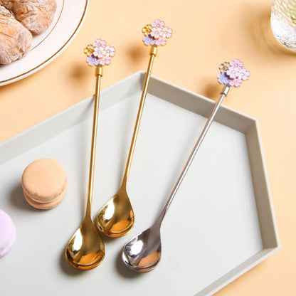 304 Stainless Steel Spoon Cherry Blossoms Spoon Coffee Dessert Spoon Christmas Gifts Tableware Decoration Tea Spoon