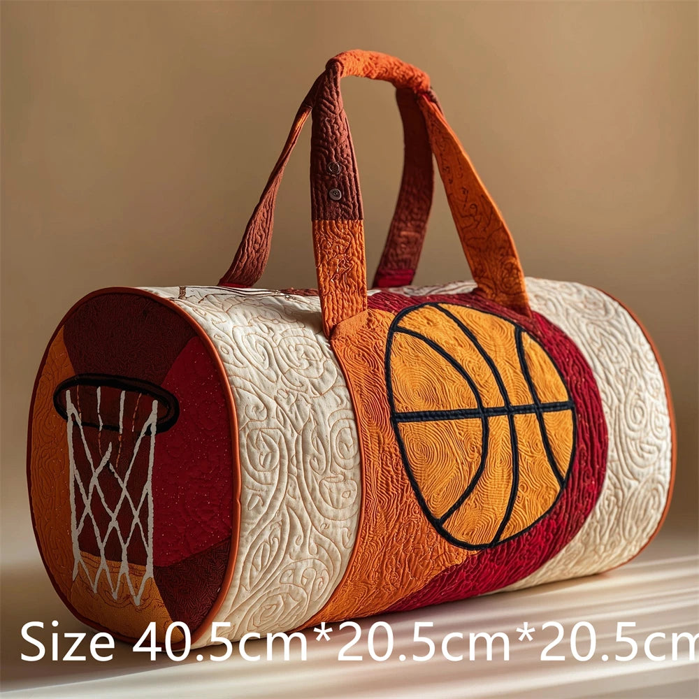 Basketball 3D Printed Quilted Duffel Bag Large Capacity Sport Travel Gym Bag Weekender Overnight Bag for Unisex Basketball Fans
