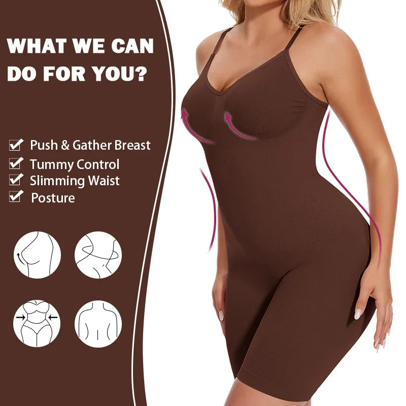 Women Full Body Shapewear Bodysuit – Tummy Control Thigh Slimmer Fajas