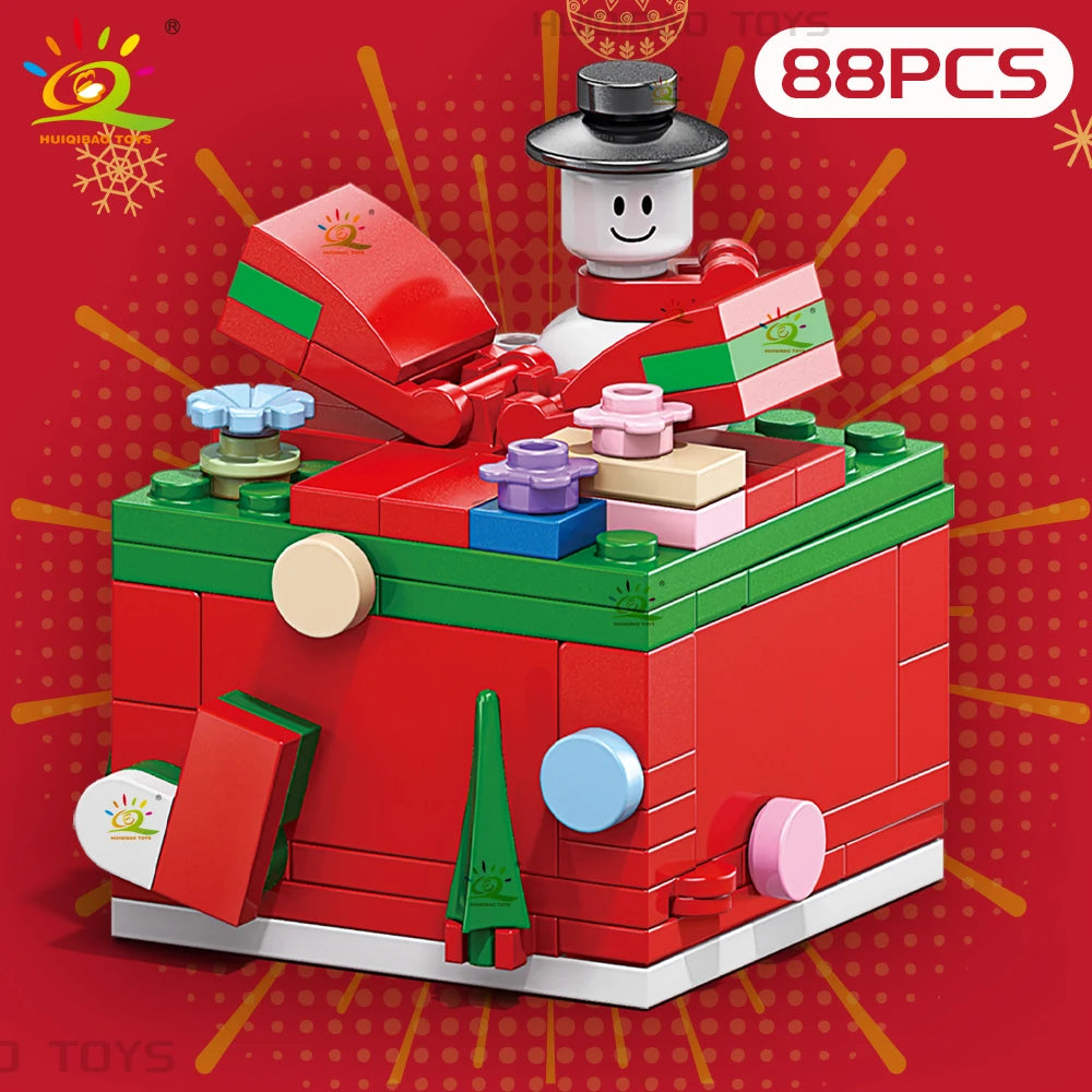 6in1 Christmas Tree Santa Claus Snowhouse Model Building Block DIY Elk Snowman Train Bricks Ornament Toys Adult Gift