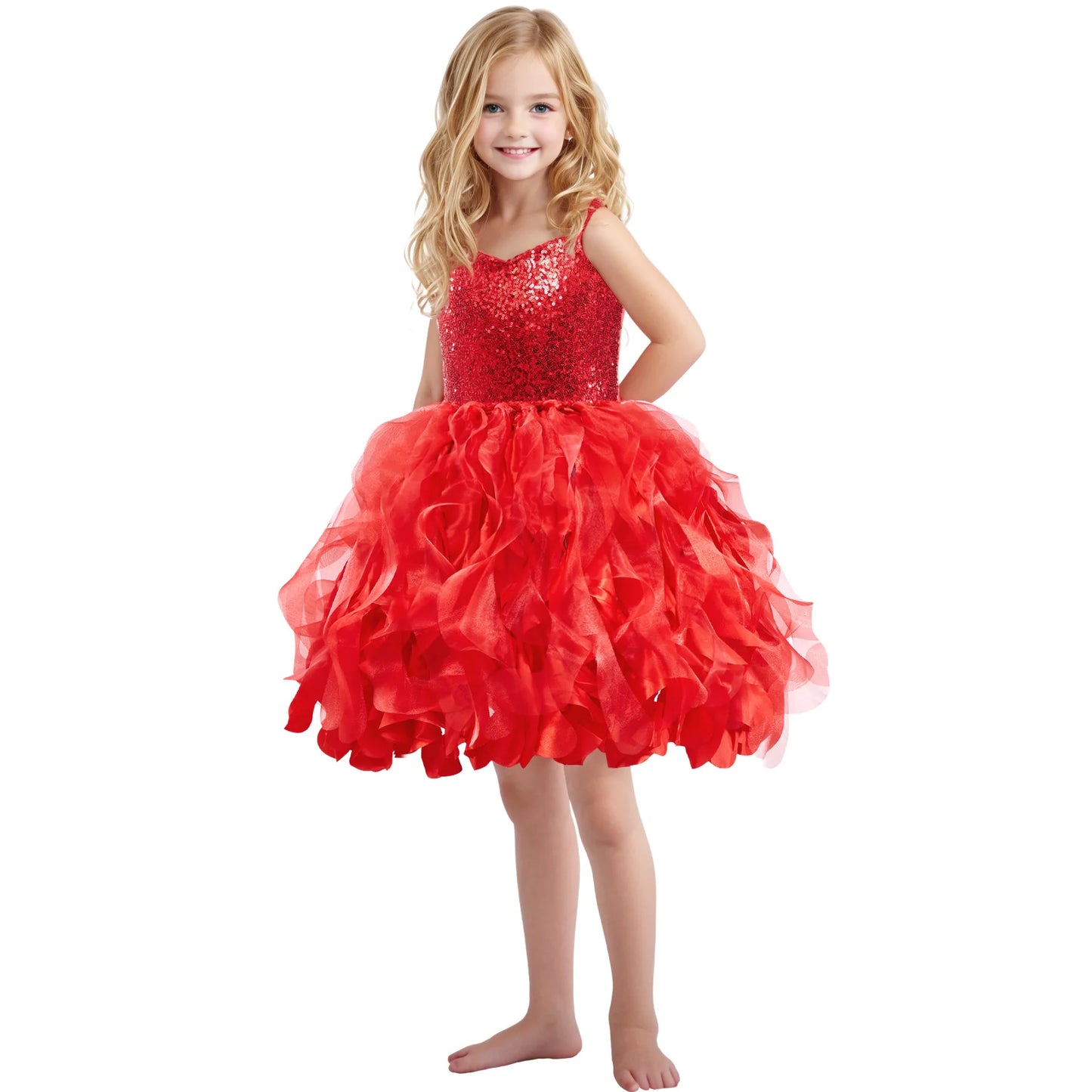 Sequin Pageant Dress with Spiral Hem Birthday Party Gown