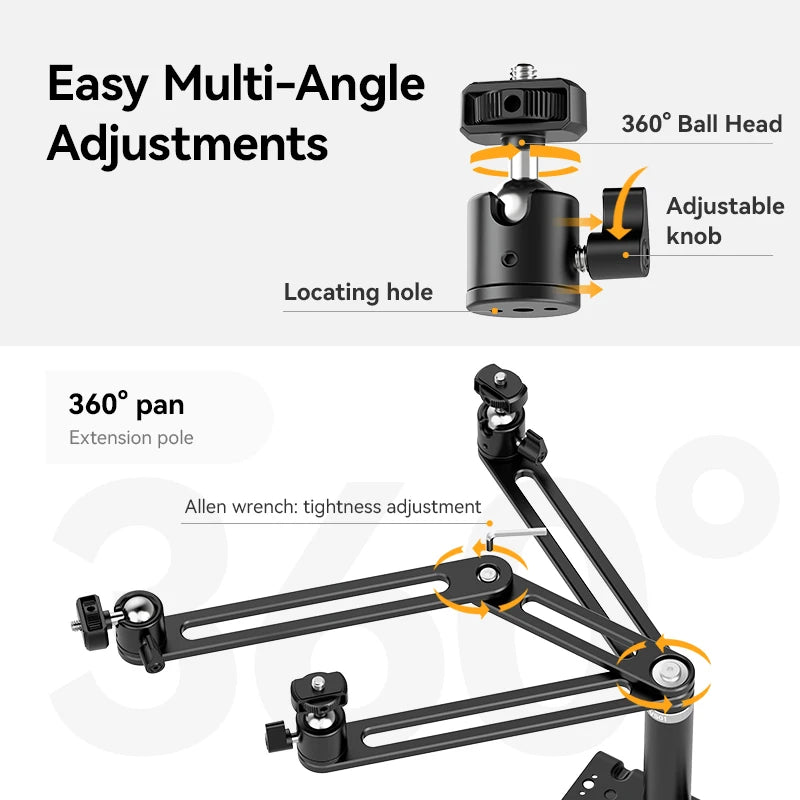 Monitor Adapter with Top Extension Arm for Camera Fill Light COB Light for Live-streaming