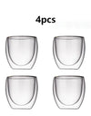 2/4/6pcs Screw Thread Espresso Cups Set Double Wall Glass Coffee Mugs Set 80ml Shot Glass Insulated Teacup Coffee Accessories