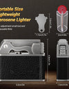 Vintage Kerosene Lighter, Windproof Soft Flame, Metal and Leather Trench Lighter, Fluid Refillable Pocket Lighters
