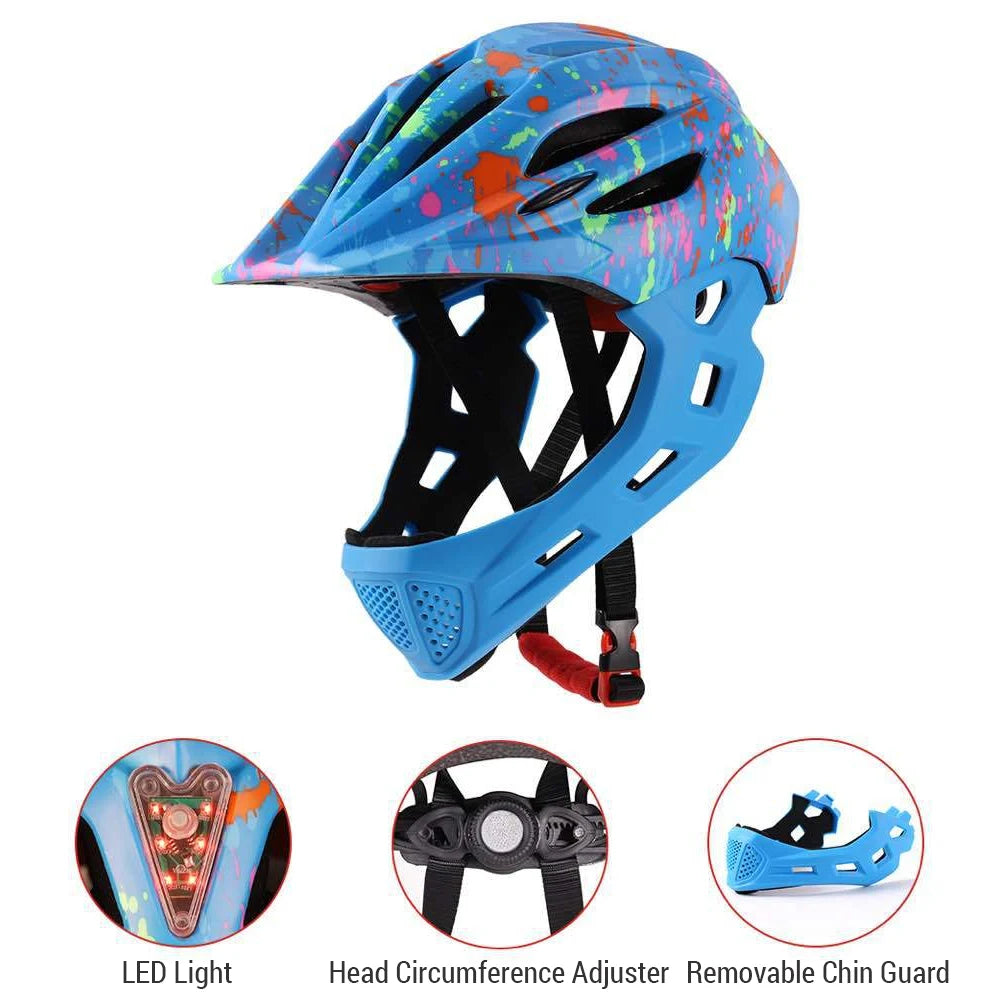 Adjustable Breathable  Bike Helmets  Lightweight Full Face Bicycle Helmet with LED Light 16 Openings for 46-54cm Head