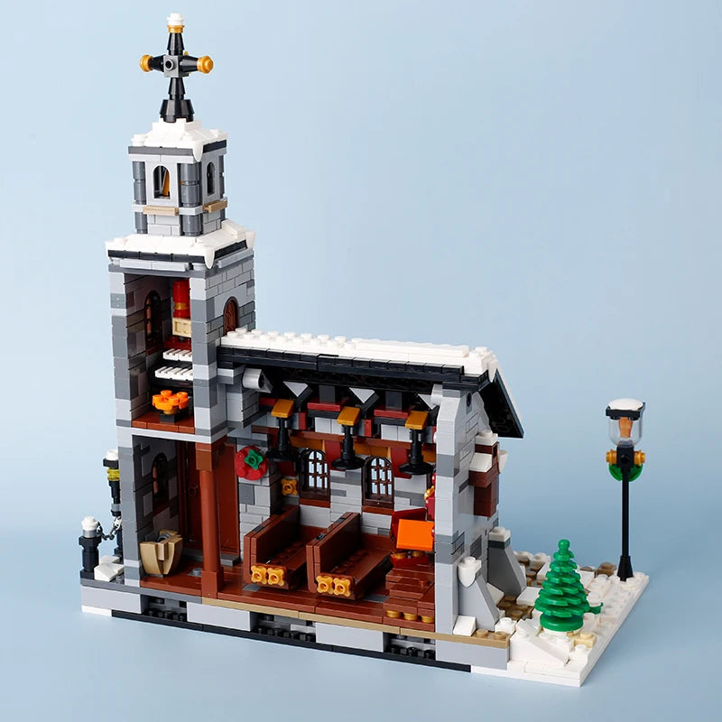 Christmas Village House Building Blocks Sleigh Reindeer Tree Present Car Wreath Fireplace Gingerbread Man Bricks Toys  Gift
