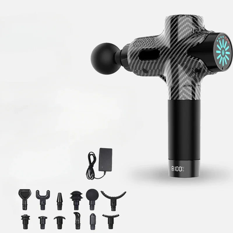 24V Professional Massage Gun With Hot And Cold Compress Electric 12Head High Frequency Fascia Gun Deep Tissue Neck Relax Fitness