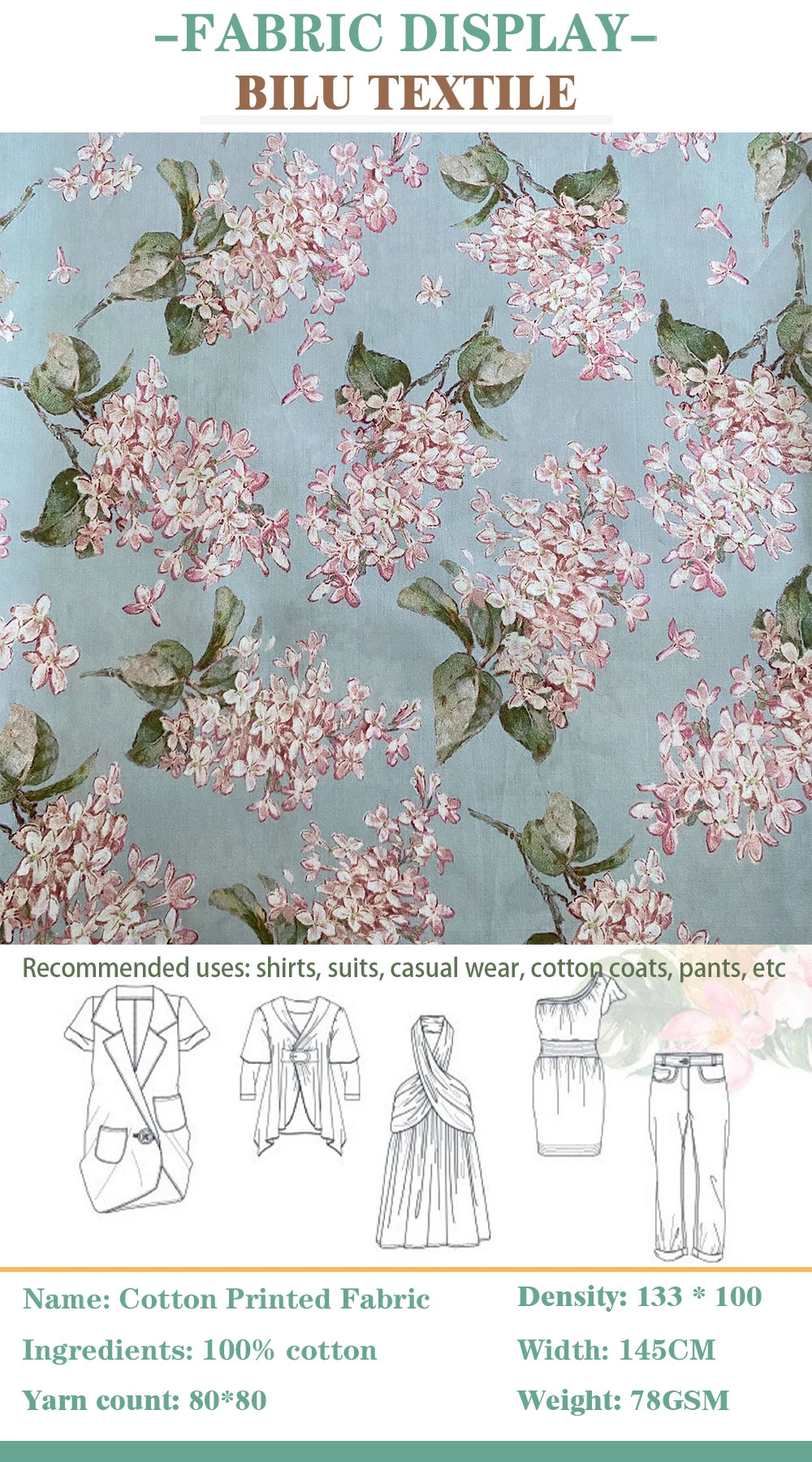 1/2/3/5/10M 100% Cotton Poplin 80S Archive Lilac Like liberty Fabric Kids Sewing fabric Making Dress Clothing Handmade DIY Cloth