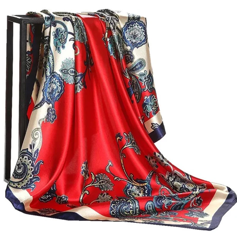 Scarves For Women Print Silk Satin Head Scarf Female Luxury Brand Square Shawl Large Hijab Scarfs