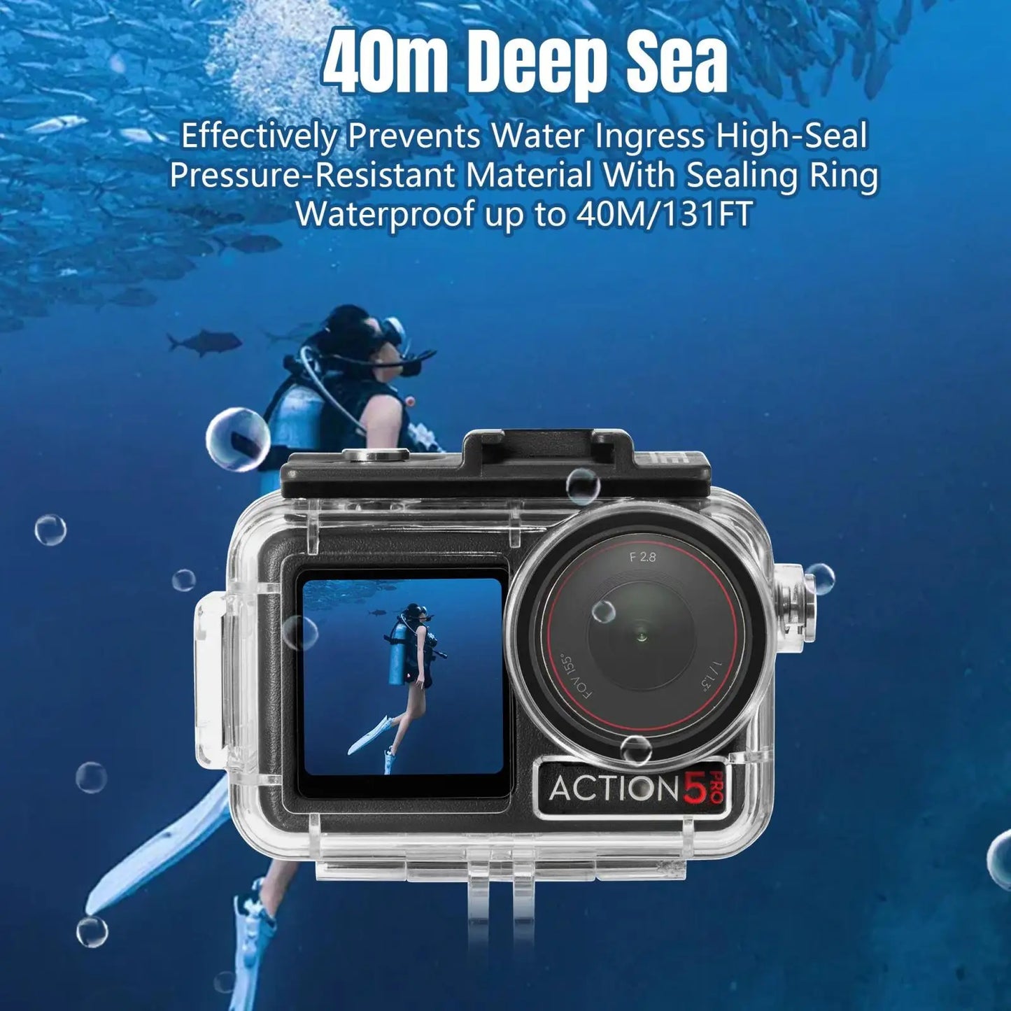 40 Metre Waterproof Diving Housing Case for DJI Osmo Action 3 4 and 5 Pro