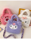 Sanrio Cartoon Plush Shoulder Bags Hello Kitty Kuromi Melody Cute Crossbody Bag Anime Children Handbag