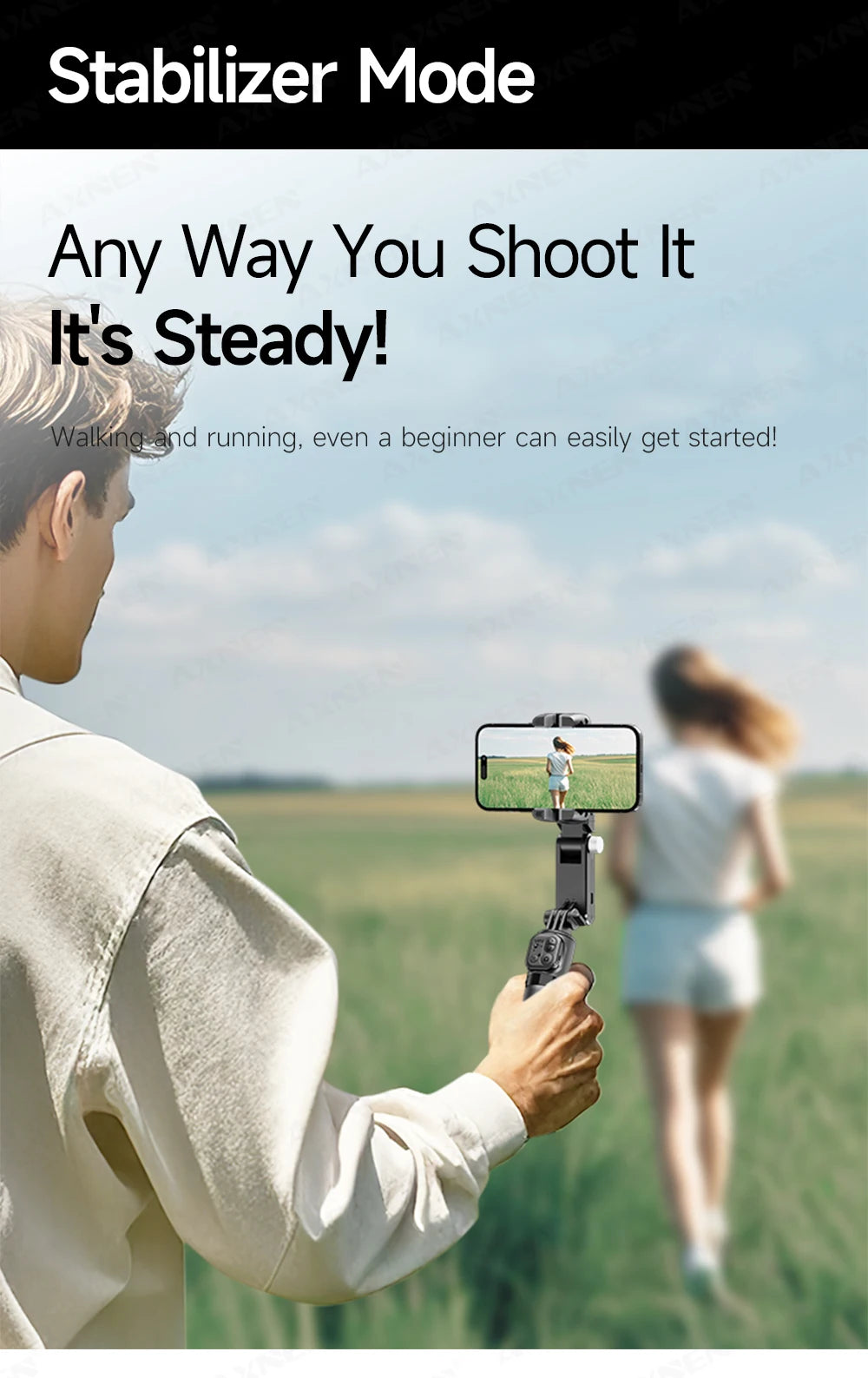 Q19 AI Desktop Gimbal Stabilizer 360 Rotation Auto Face Tracking Mobile Phone Handheld Anti-shake Selfie with Fill Light