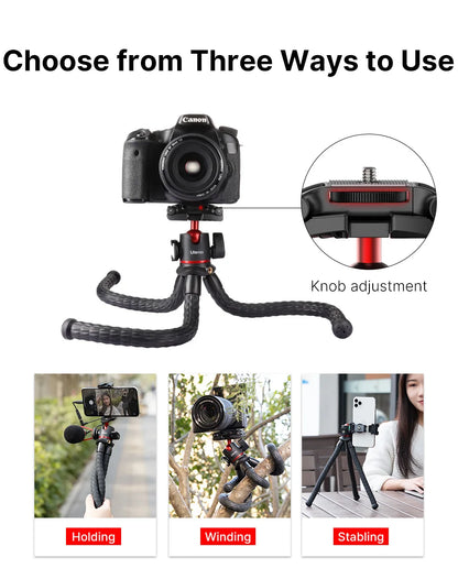 Flexible Tripod DSLR Smartphone DSLR Camera Tripod with Phone Mount Ballhead Vlog Tripods with Cold Shoe